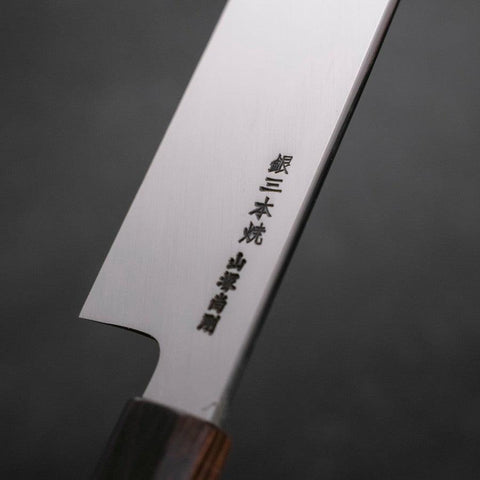 Usuba(Kanto) Honyaki Silver Steel #3 Mirror Ebony Handle 180mm (7”)-[Musashi]-[Japanese-Kitchen-Knives]