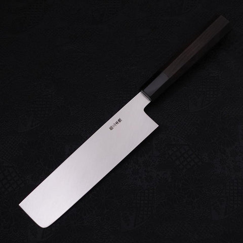 Usuba(Kanto) Honyaki Silver Steel #3 Mirror Finish Buffalo Ebony Handle 180mm (7”)-[Musashi]-[Japanese-Kitchen-Knives]