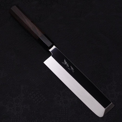 Usuba(Kanto) Honyaki Silver Steel #3 Mirror Finish Buffalo Ebony Handle 180mm (7”)-[Musashi]-[Japanese-Kitchen-Knives]