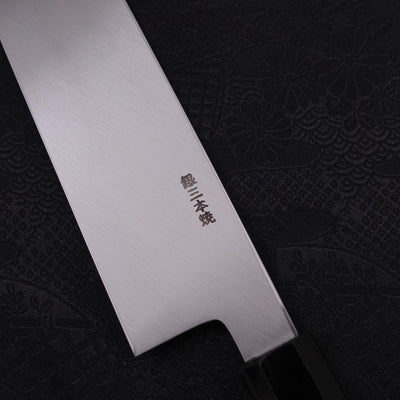 Usuba(Kanto) Honyaki Sliver steel #3 Mirror Finish Buffalo Ebony Handle 180mm-Silver steel #3-Mirror-Japanese Handle-[Musashi]-[Japanese-Kitchen-Knives]
