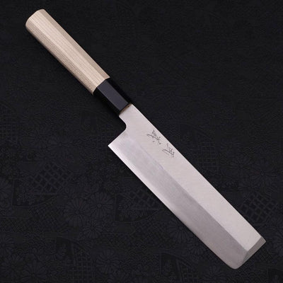 Usuba(Kanto) Molybdenum Polished Buffalo Magnolia Handle 180mm-Molybdenum-Polished-Japanese Handle-[Musashi]-[Japanese-Kitchen-Knives]