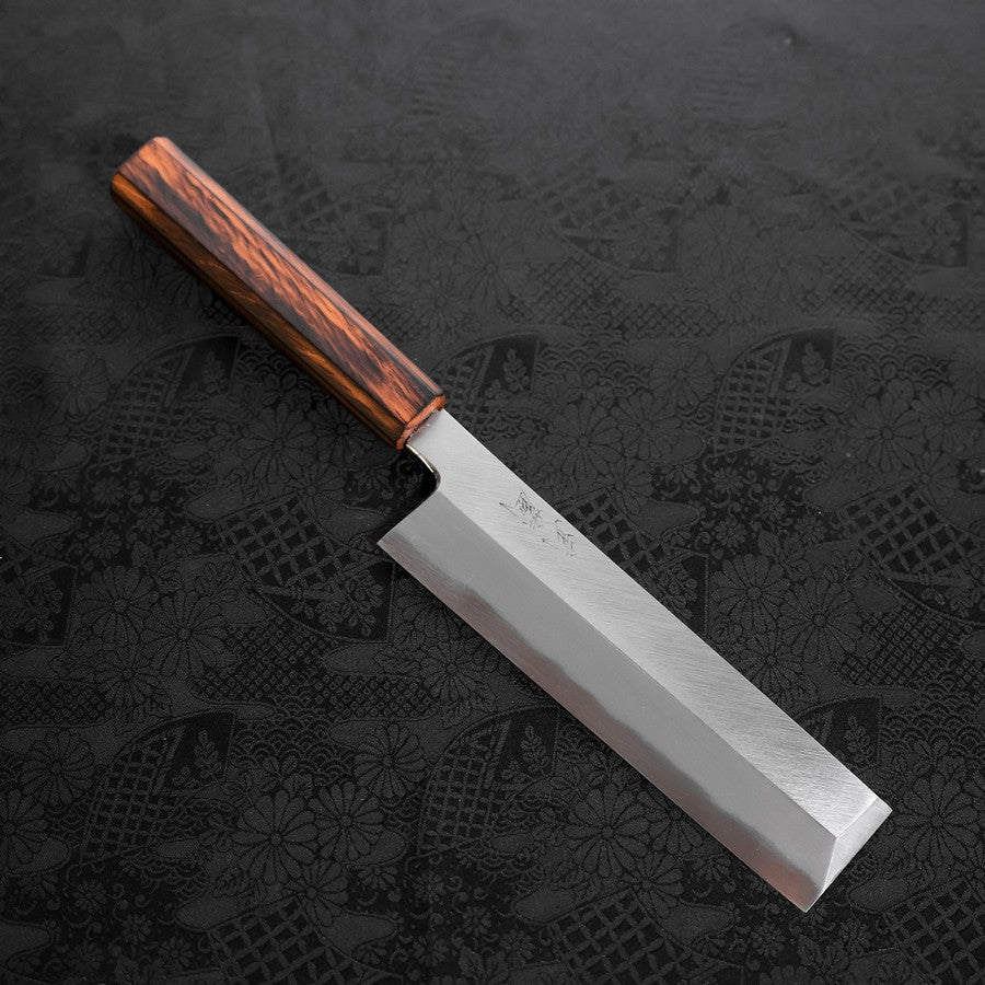 薄刃(関東) 片刃 白紙2号 霞 墨漆柄 180mm – MUSASHI