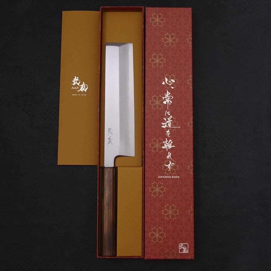 Usuba(Kanto) White steel #2 Kasumi Sumi Urushi Handle 210mm-White steel #2-Kasumi-Japanese Handle-[Musashi]-[Japanese-Kitchen-Knives]