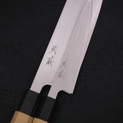 White #1 Polished Nakiri/Petty Set Traditional Washi Gift Wrapping-Sakura-White steel #1-Polished-Japanese Handle-[Musashi]-[Japanese-Kitchen-Knives]