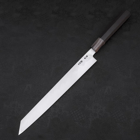 Yanagi Kiritsuke Blue Steel #1 Kasumi Buffalo Ebony Handle 270mm With Sheath (10.6”)-[Musashi]-[Japanese-Kitchen-Knives]