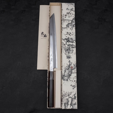 Yanagi Kiritsuke Blue Steel #1 Kasumi Buffalo Ebony Handle 270mm With Sheath (10.6”)-[Musashi]-[Japanese-Kitchen-Knives]