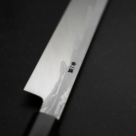 Yanagi Kiritsuke Blue Steel #1 Suminagashi Buffalo Ebony Handle With Sheath 270mm (10.6”)-[Musashi]-[Japanese-Kitchen-Knives]