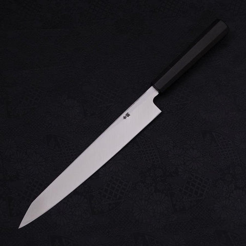 Yanagi Kiritsuke Blue Steel #2 Kasumi Buffalo Ebony Handle 240mm (9.4”)-[Musashi]-[Japanese-Kitchen-Knives]