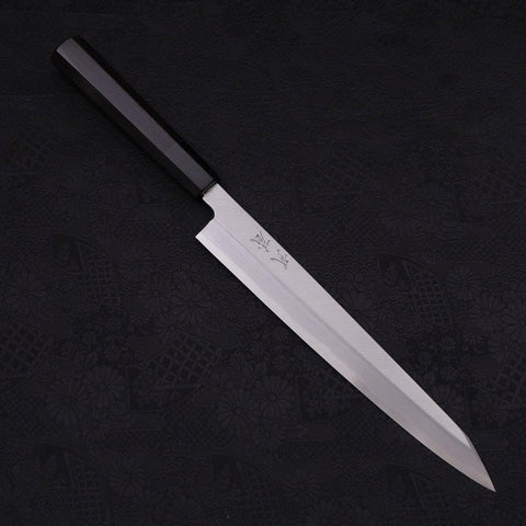 Yanagi Kiritsuke Blue Steel #2 Kasumi Buffalo Ebony Handle 240mm (9.4”)-[Musashi]-[Japanese-Kitchen-Knives]