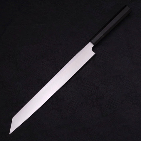 Yanagi Kiritsuke Blue Steel #2 Kasumi Buffalo Ebony Handle 300mm (11.8”)-[Musashi]-[Japanese-Kitchen-Knives]