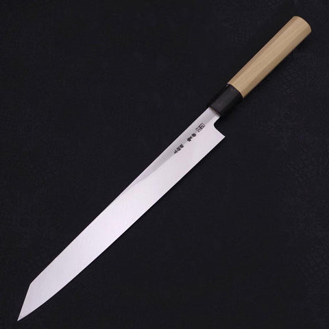 Yanagi Kiritsuke Blue Steel #2 Kasumi Magnolia Buffalo Handle 270mm (10.6”)-[Musashi]-[Japanese-Kitchen-Knives]