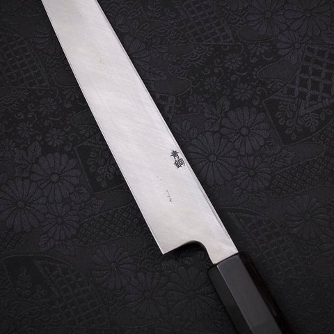 Yanagi Kiritsuke Blue Steel #2 Kurouchi Buffalo Ebony Handle 240mm (9.4”)-[Musashi]-[Japanese-Kitchen-Knives]
