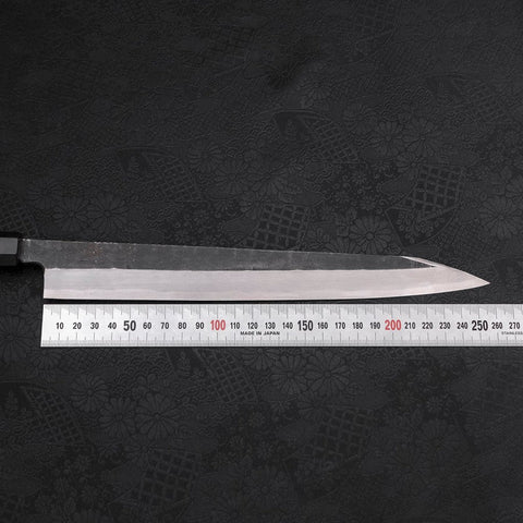 Yanagi Kiritsuke Blue Steel #2 Kurouchi Buffalo Ebony Handle 270mm (10.6”)-[Musashi]-[Japanese-Kitchen-Knives]
