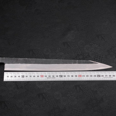 Yanagi Kiritsuke Blue Steel #2 Kurouchi Buffalo Ebony Handle 300mm (11.8”)-[Musashi]-[Japanese-Kitchen-Knives]