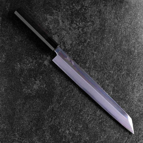 Yanagi Kiritsuke Blue Steel #2 Mirror Buffalo Ebony Handle 265mm (10.4”)-[Musashi]-[Japanese-Kitchen-Knives]