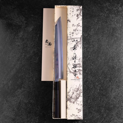 Yanagi Kiritsuke Blue Steel #2 Mirror Buffalo Ebony Handle 265mm-[Musashi]-[Japanese-Kitchen-Knives]