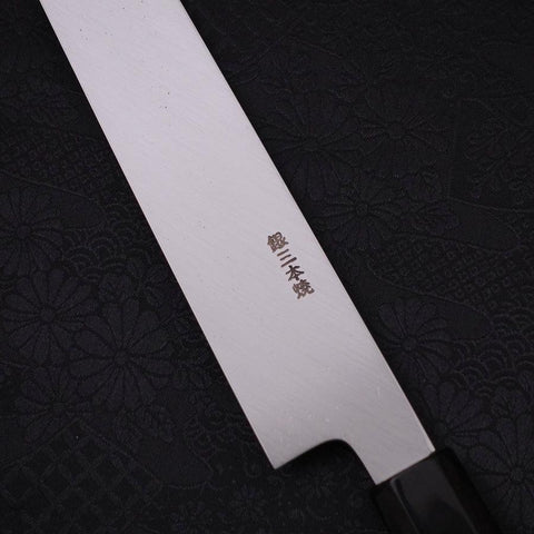 Yanagi Kiritsuke Silver Steel #3 Honyaki Mirror Buffalo Ebony Handle 270mm (10.6”)-[Musashi]-[Japanese-Kitchen-Knives]
