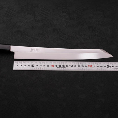 Yanagi Kiritsuke Silver Steel #3 Honyaki Mirror Buffalo Wenge Handle 270mm (10.6”)-[Musashi]-[Japanese-Kitchen-Knives]