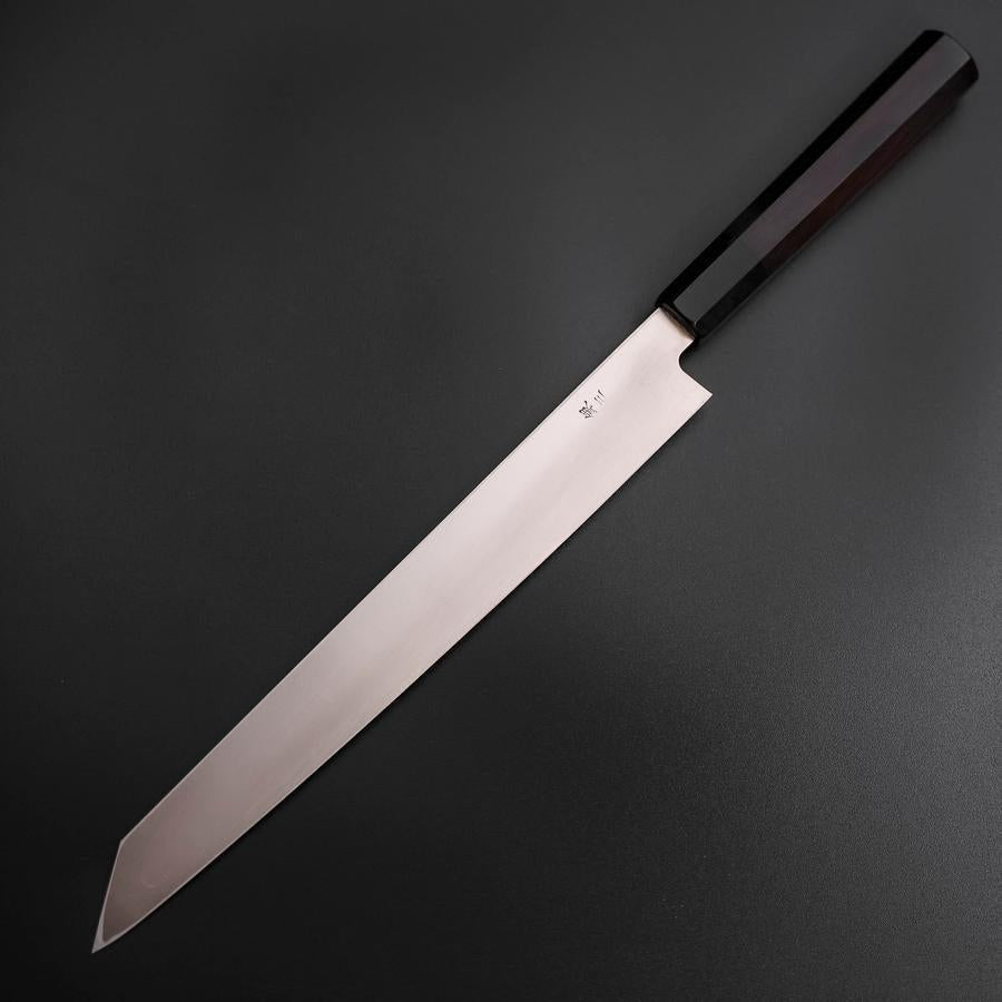 切付柳刃 片刃 銀紙3号 磨き 黒檀水牛柄 270mm – MUSASHI