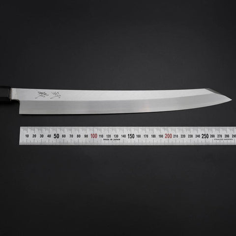 Yanagi Kiritsuke Silver Steel #3 Kasumi Buffalo Ebony Handle 300mm (11.8”)-[Musashi]-[Japanese-Kitchen-Knives]