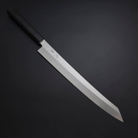 Yanagi Kiritsuke Silver Steel #3 Kasumi Buffalo Ebony Handle 300mm (11.8”)-[Musashi]-[Japanese-Kitchen-Knives]