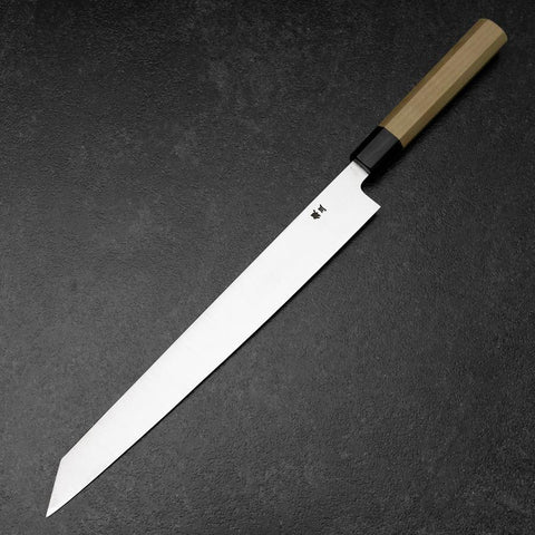 Yanagi Kiritsuke Silver Steel #3 Kasumi Buffalo Magnolia Handle 300mm (11.8”)-[Musashi]-[Japanese-Kitchen-Knives]