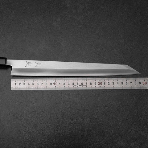 Yanagi Kiritsuke Silver Steel #3 Kasumi Buffalo Magnolia Handle 300mm (11.8”)-[Musashi]-[Japanese-Kitchen-Knives]