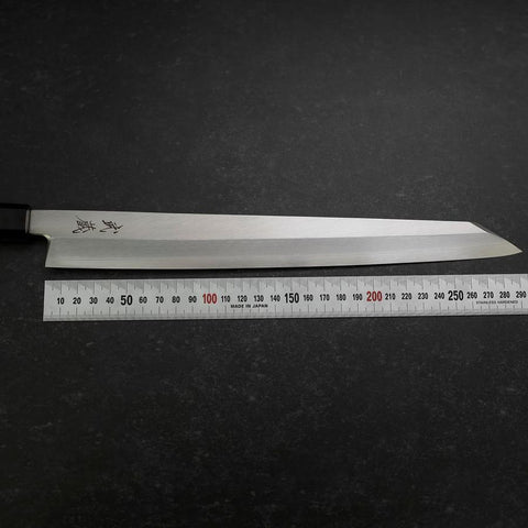 Yanagi Kiritsuke Silver Steel #3 Kasumi Buffalo Teak Handle 300mm (11.8”)-[Musashi]-[Japanese-Kitchen-Knives]