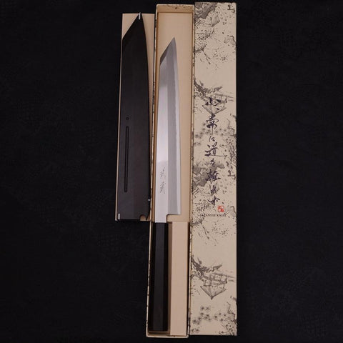 Yanagi Kiritsuke Silver Steel #3 Mirror Buffalo Ebony Handle 270mm (10.6”)-[Musashi]-[Japanese-Kitchen-Knives]