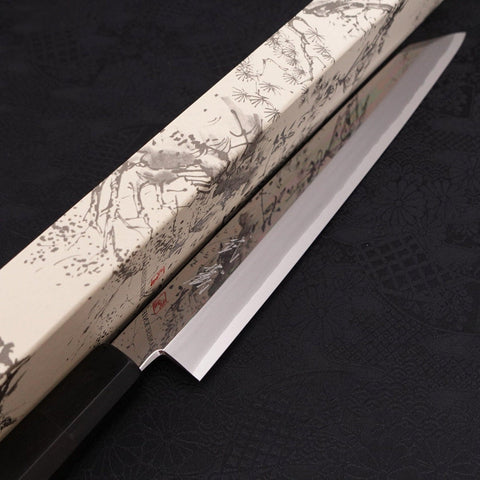 Yanagi Kiritsuke Silver Steel #3 Mirror Buffalo Ebony Handle 270mm (10.6”)-[Musashi]-[Japanese-Kitchen-Knives]