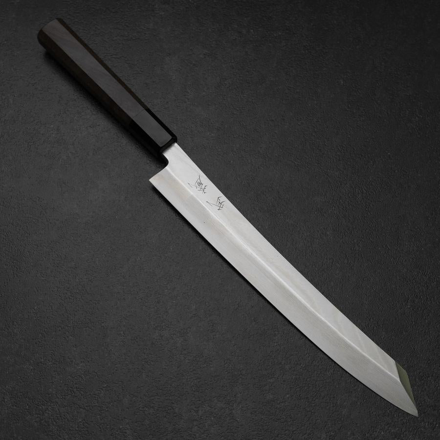 Yanagi Kiritsuke Silver Steel #3 Suminagashi Buffalo Walnut Handle 270mm (10.6”)-[Musashi]-[Japanese-Kitchen-Knives]