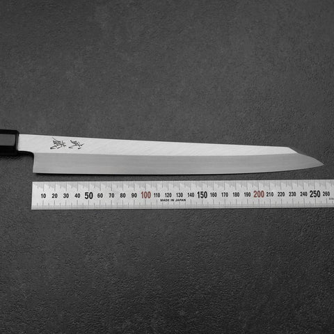 Yanagi Kiritsuke White Steel #2 Kasumi Buffalo Ebony Handle 270mm (10.6”)-[Musashi]-[Japanese-Kitchen-Knives]