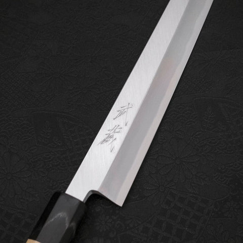 Yanagi Kiritsuke White Steel #2 Kasumi Buffalo Magnolia Handle 240mm (9.4”)-[Musashi]-[Japanese-Kitchen-Knives]
