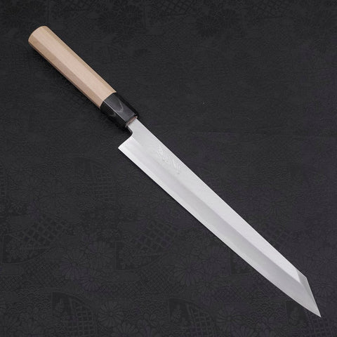 Yanagi Kiritsuke White Steel #2 Kasumi Buffalo Magnolia Handle 240mm (9.4”)-[Musashi]-[Japanese-Kitchen-Knives]