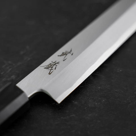 Yanagi Kiritsuke White Steel #2 Kasumi Buffalo Teak Handle 270mm (10.6”)-[Musashi]-[Japanese-Kitchen-Knives]