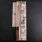 Yanagi Kiritsuke White Steel #2 Kasumi Buffalo Teak Handle 270mm (10.6”)-[Musashi]-[Japanese-Kitchen-Knives]