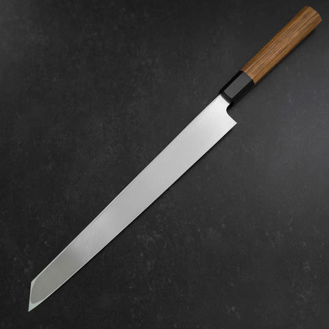 Yanagi Kiritsuke White Steel #2 Kasumi Buffalo Teak Handle 300mm (11.8”)-[Musashi]-[Japanese-Kitchen-Knives]