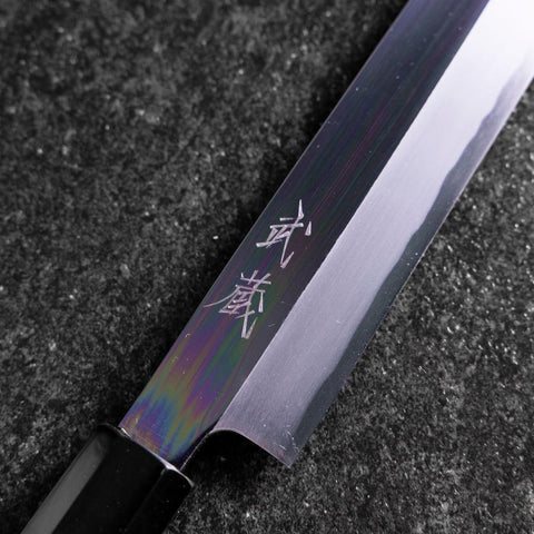 Yanagi Kiritsuke White Steel #2 Mirror Buffalo Ebony Handle 235mm-[Musashi]-[Japanese-Kitchen-Knives]