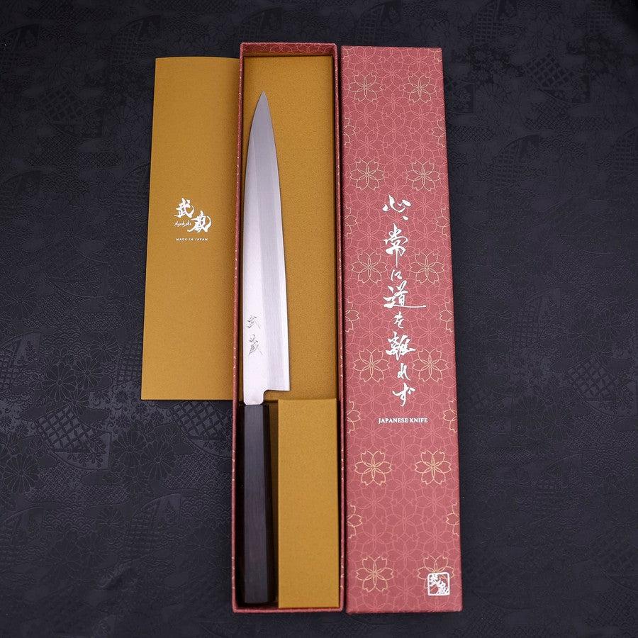 柳刃 片刃 AUS-10 磨き 黒檀 柄 240mm – MUSASHI