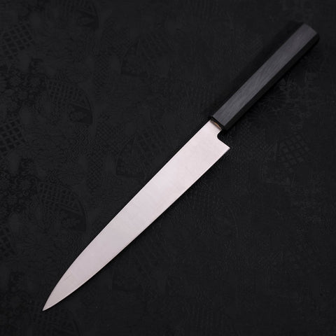 Yanagiba AUS-8 Polished Dark Blue Urushi Handle 210mm (8.3”)-[Musashi]-[Japanese-Kitchen-Knives]