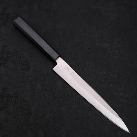 Yanagiba AUS-8 Polished Dark Blue Urushi Handle 210mm (8.3”)-[Musashi]-[Japanese-Kitchen-Knives]