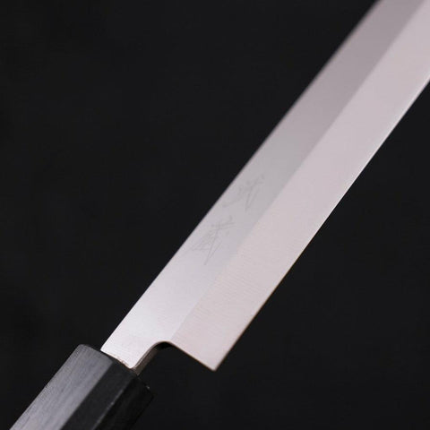 Yanagiba AUS-8 Polished Dark Blue Urushi Handle 240mm (9.4”)-[Musashi]-[Japanese-Kitchen-Knives]