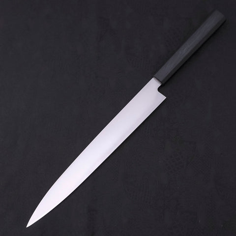 Yanagiba AUS-8 Polished Dark Blue Urushi Handle 270mm (10.6”)-[Musashi]-[Japanese-Kitchen-Knives]