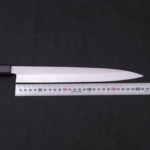 Yanagiba AUS-8 Polished Dark Blue Urushi Handle 270mm (10.6”)-[Musashi]-[Japanese-Kitchen-Knives]