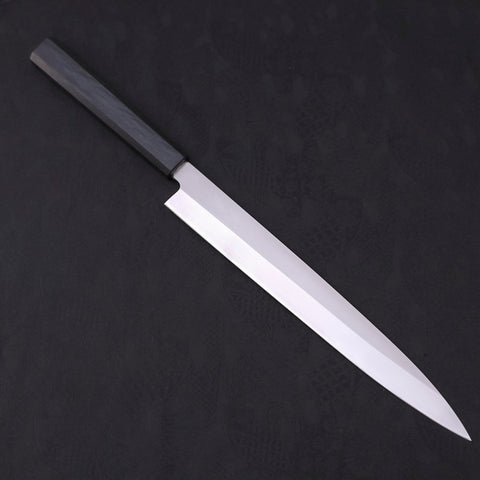 Yanagiba AUS-8 Polished Dark Blue Urushi Handle 270mm (10.6”)-[Musashi]-[Japanese-Kitchen-Knives]