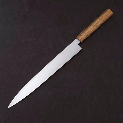 Yanagiba AUS-8 Polished Oak Handle 270mm (10.6”)-[Musashi]-[Japanese-Kitchen-Knives]