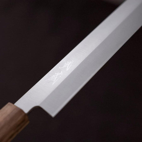 Yanagiba AUS-8 Polished Oak Handle 270mm (10.6”)-[Musashi]-[Japanese-Kitchen-Knives]