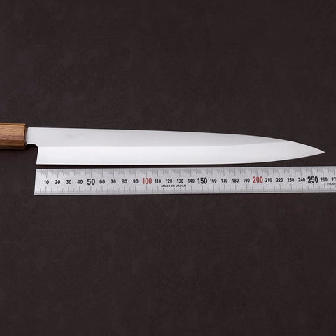 Yanagiba AUS-8 Polished Oak Handle 270mm (10.6”)-[Musashi]-[Japanese-Kitchen-Knives]
