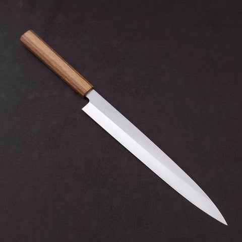 Yanagiba AUS-8 Polished Oak Handle 270mm (10.6”)-[Musashi]-[Japanese-Kitchen-Knives]