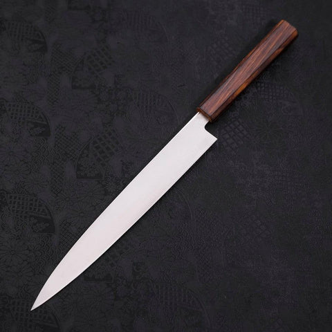 Yanagiba AUS-8 Polished Sumi Urushi Handle 240mm (9.4”)-[Musashi]-[Japanese-Kitchen-Knives]